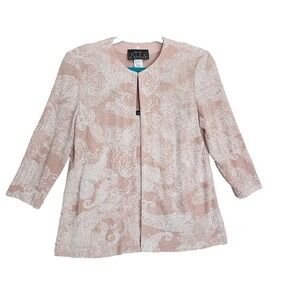 Alex Evenings MP set of 2 Metallic Sparkle Pink & While Tank and Jacket Party